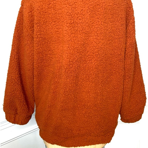 Zaful Women Solid Rust Zip Up Drop Shoulder  Oversized Teddy Cozy Sweate… - Picture 11 of 16